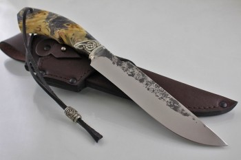 Нож охотничий "Таёжный" Кованая х12мф. Рукоять кап Клена.